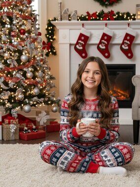 Jaclyn Girls Fair Isle Snowflake Pajama Set NWT Size 12 Christmas